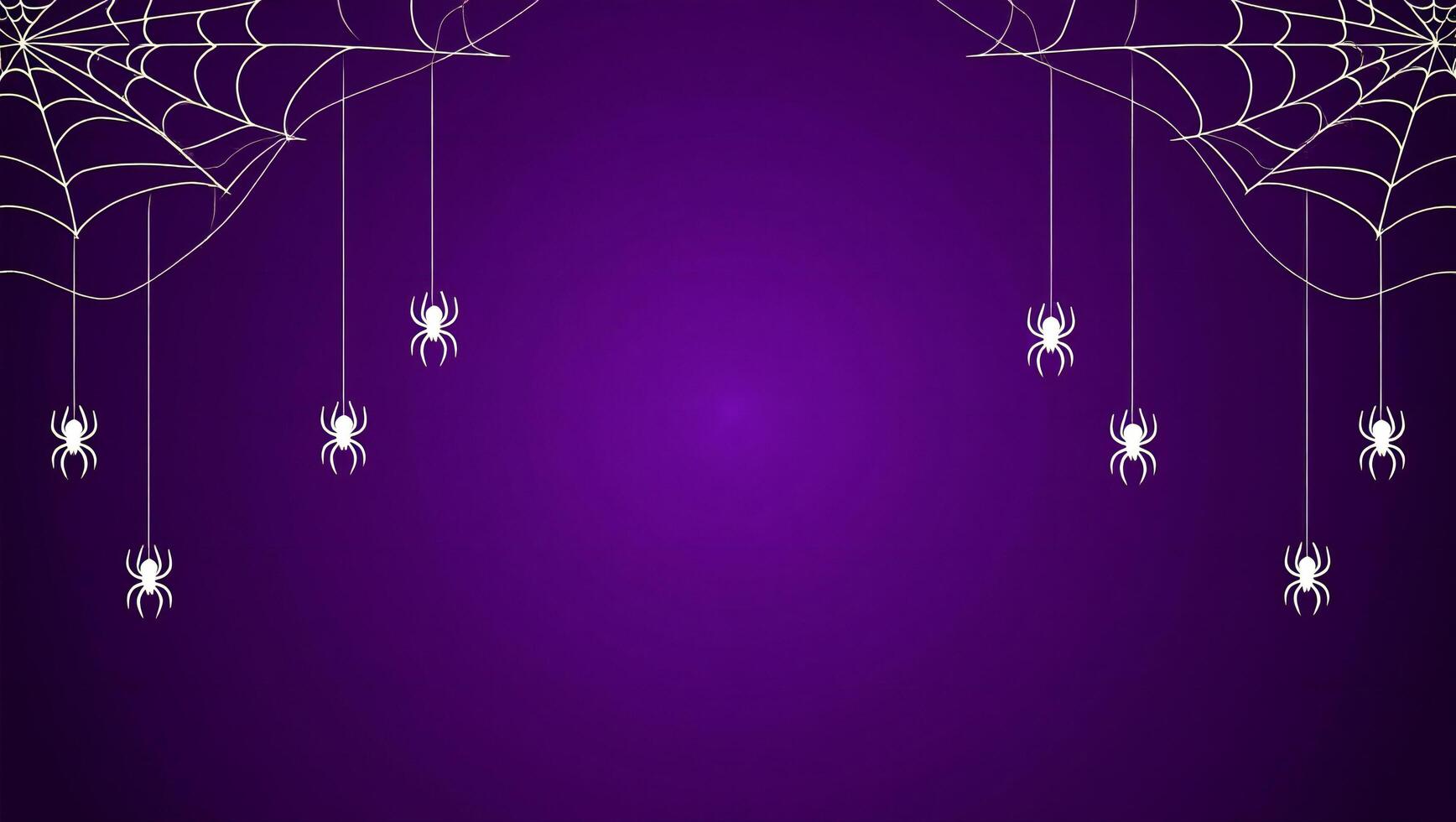 Halloween Background Spooky Halloween Background Purple Gradient with Cobwebs and Spiders photo