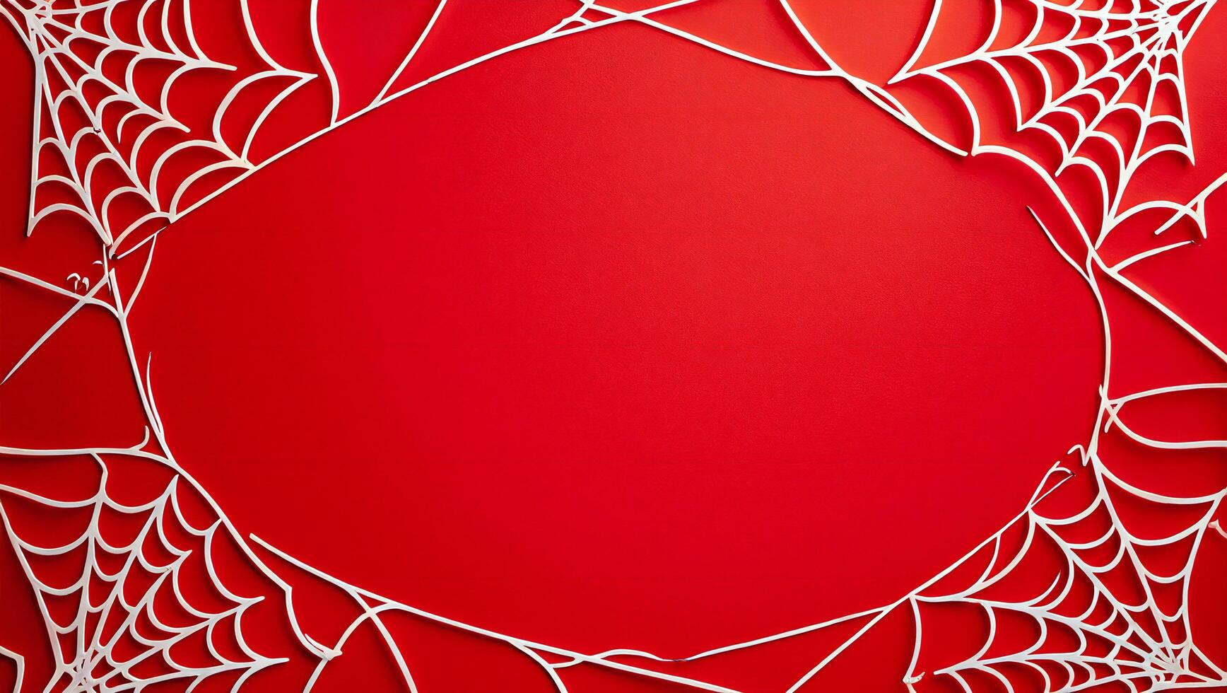 Halloween Background Festive Halloween Red Background with White Paper Spiderwebs Frame photo