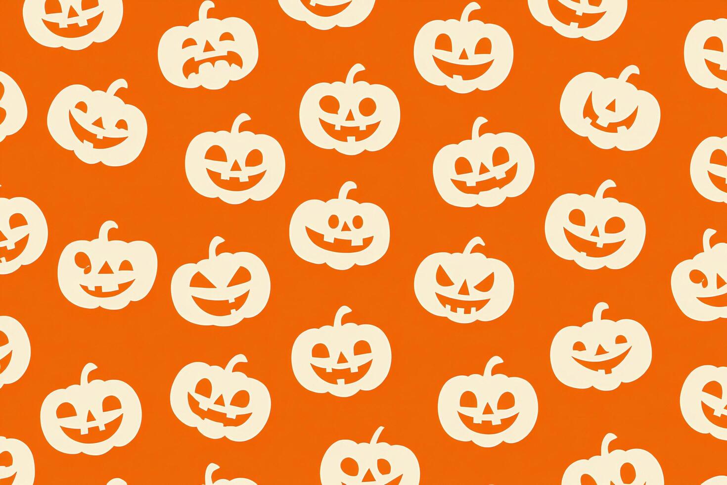Halloween Background Halloween Jack o Lantern Seamless Pattern Orange Background with Carved Pumpkins photo
