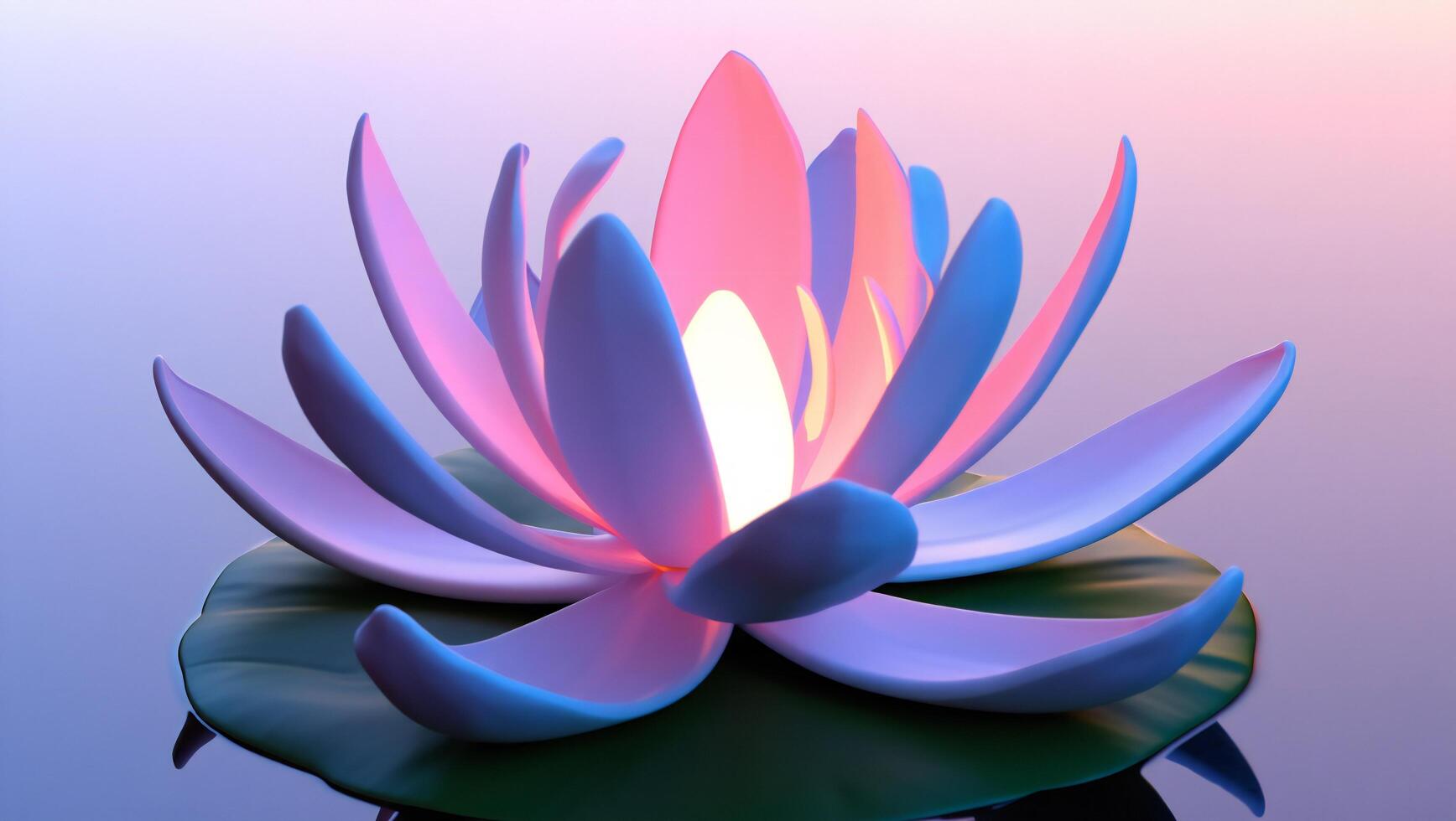 Nature Background Illuminated Water Lily Flower Glowing Petals Serenity 3D Render Peaceful Bloom photo