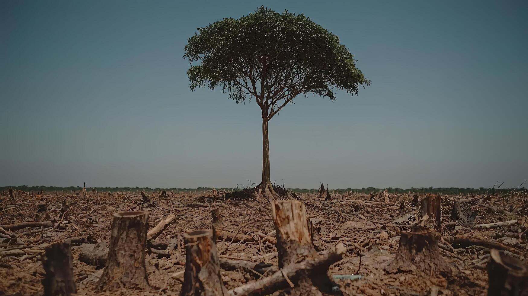 A tree stands in the middle of a field photo