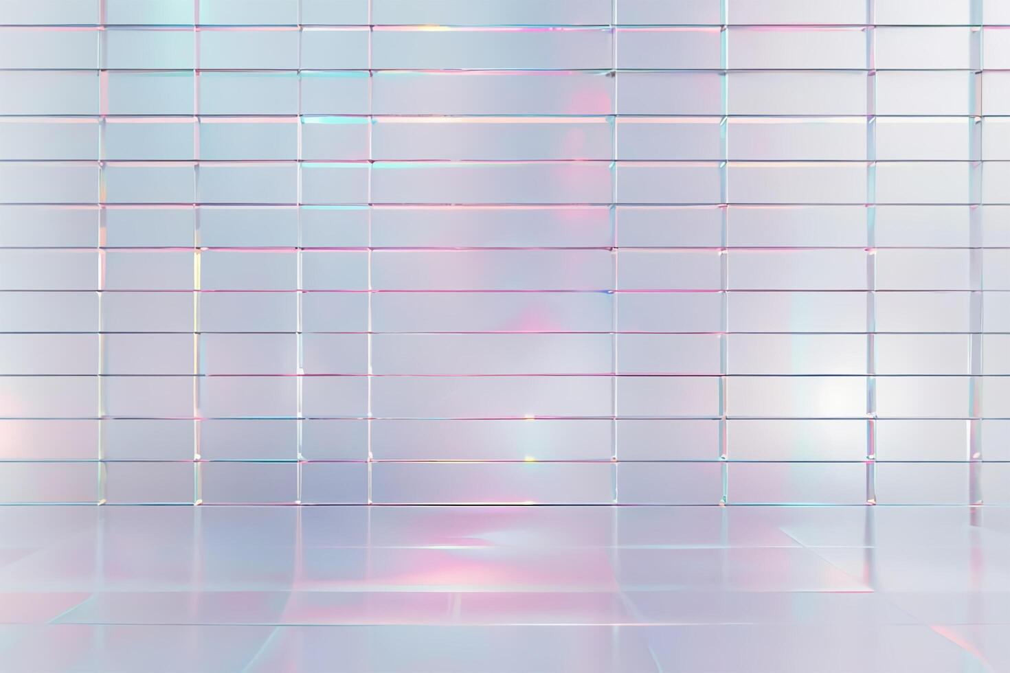 Abstract pastel iridescent glass-like grid pattern with soft glow and reflective finish photo
