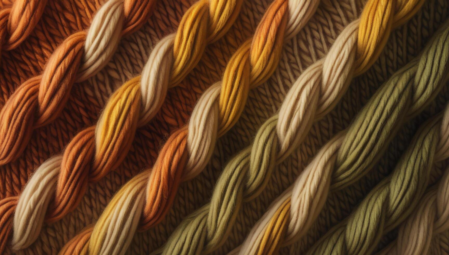 Macro shot of twisted yarn cords in warm earth tones forming a textured weave photo