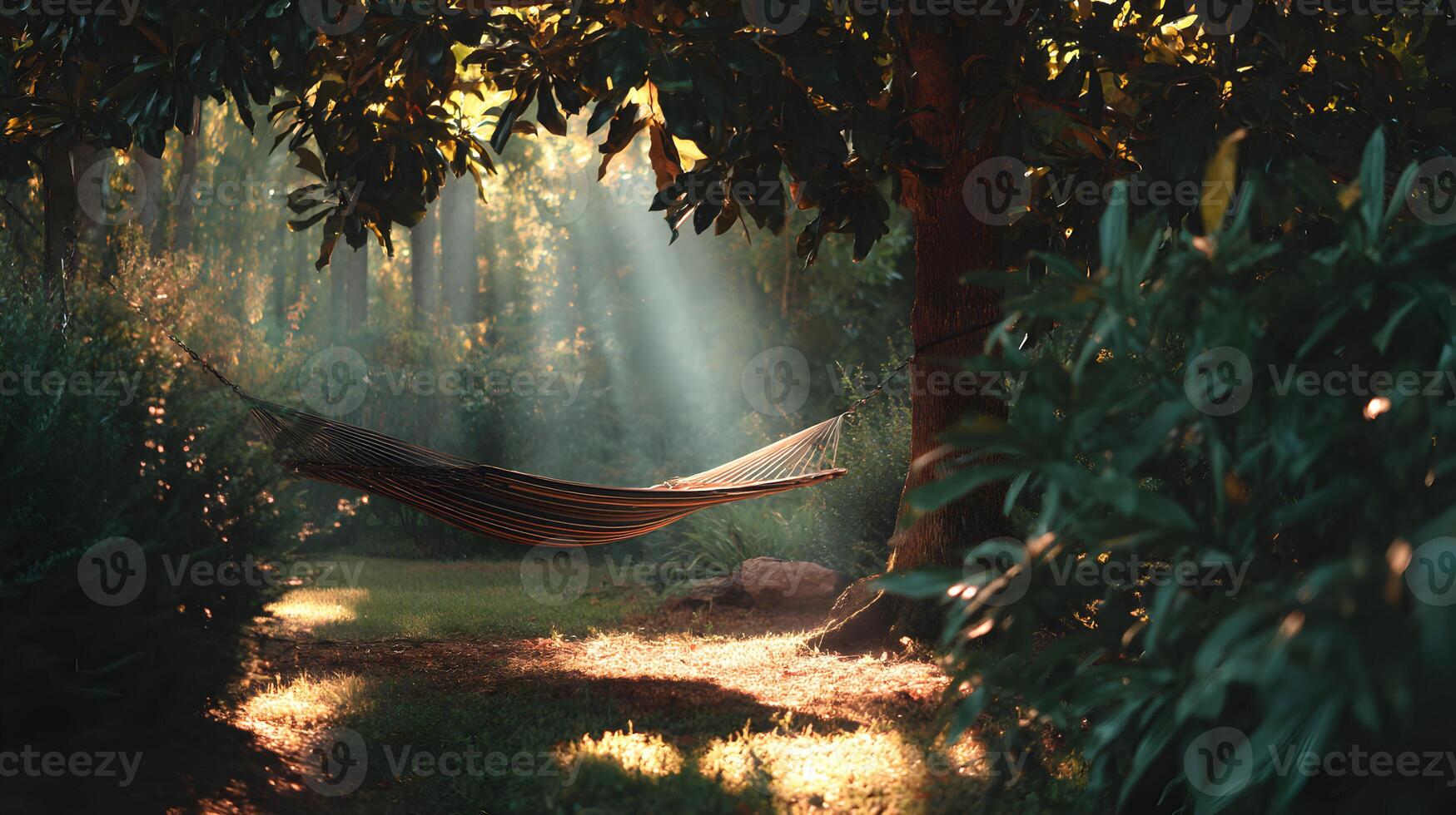 Hammock bliss basking in the sun kissed forest with tranquil and serene ambiance captured beautifully photo