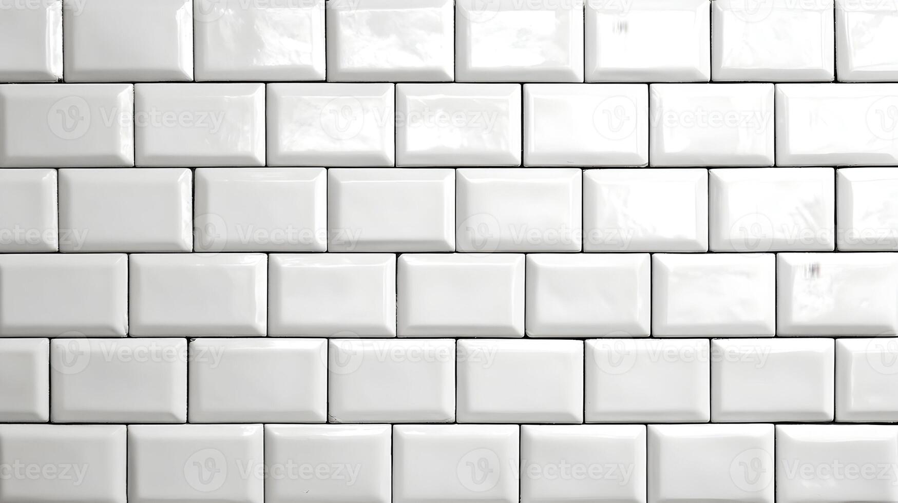 Clean white ceramic tiles in a subway pattern creating a minimalist and modern aesthetic backdrop photo