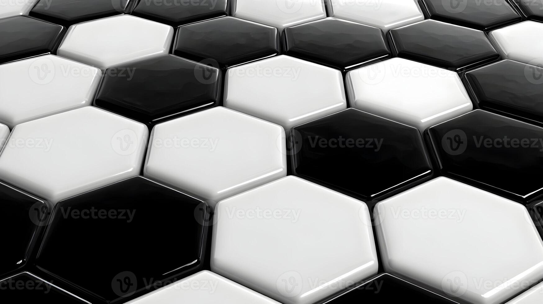 Abstract geometric background with shiny black and white hexagons creating a visually appealing pattern photo