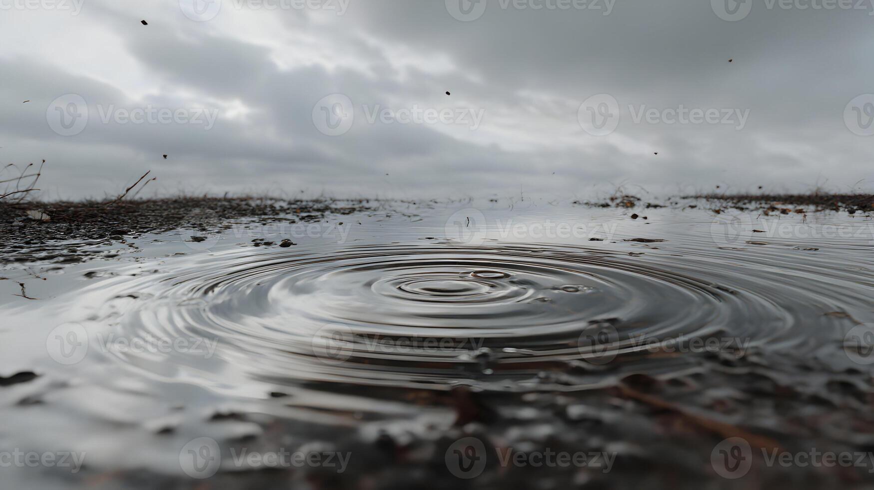 Reflections on a Cloudy Day Calm water ripples under a dramatic sky creates a serene and mesmerizing visual photo