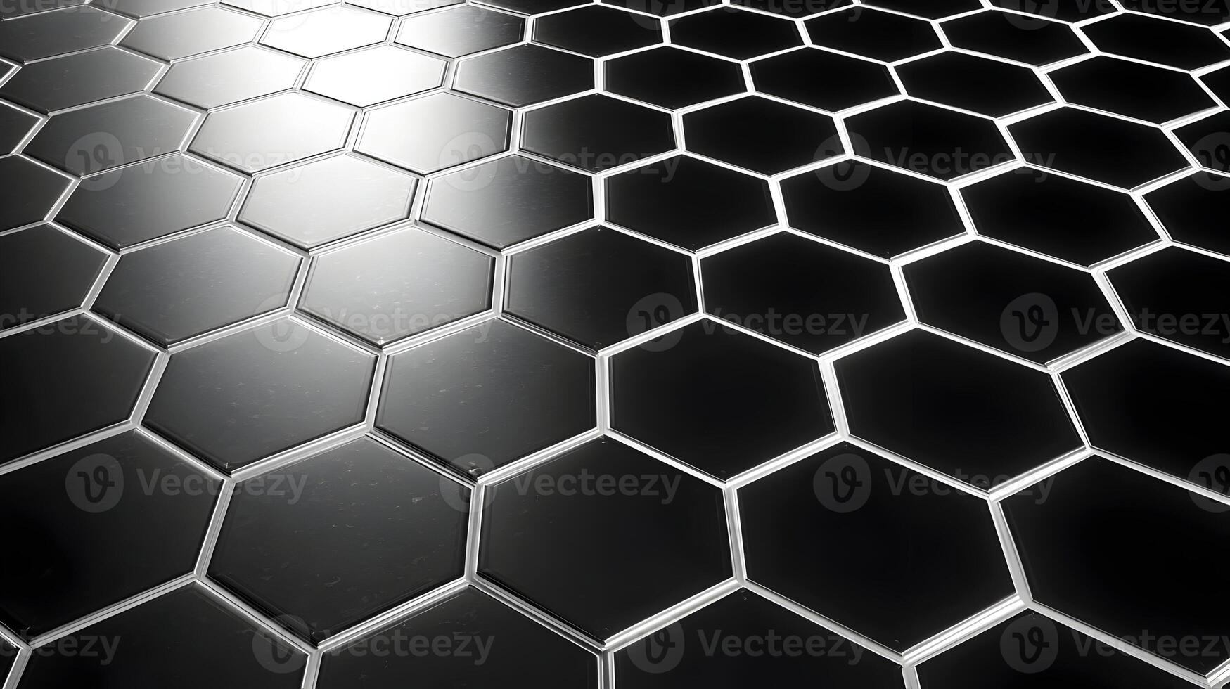 Elegant black hexagon tile pattern creating a sophisticated abstract honeycomb structure design surface photo