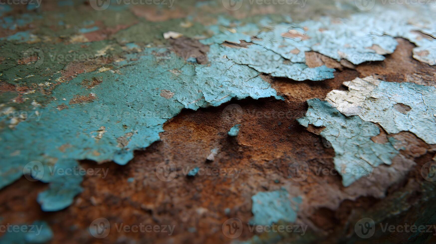 Peeling paint layers reveal the underlying textures of rust and age showcasing weathered surface detail photo