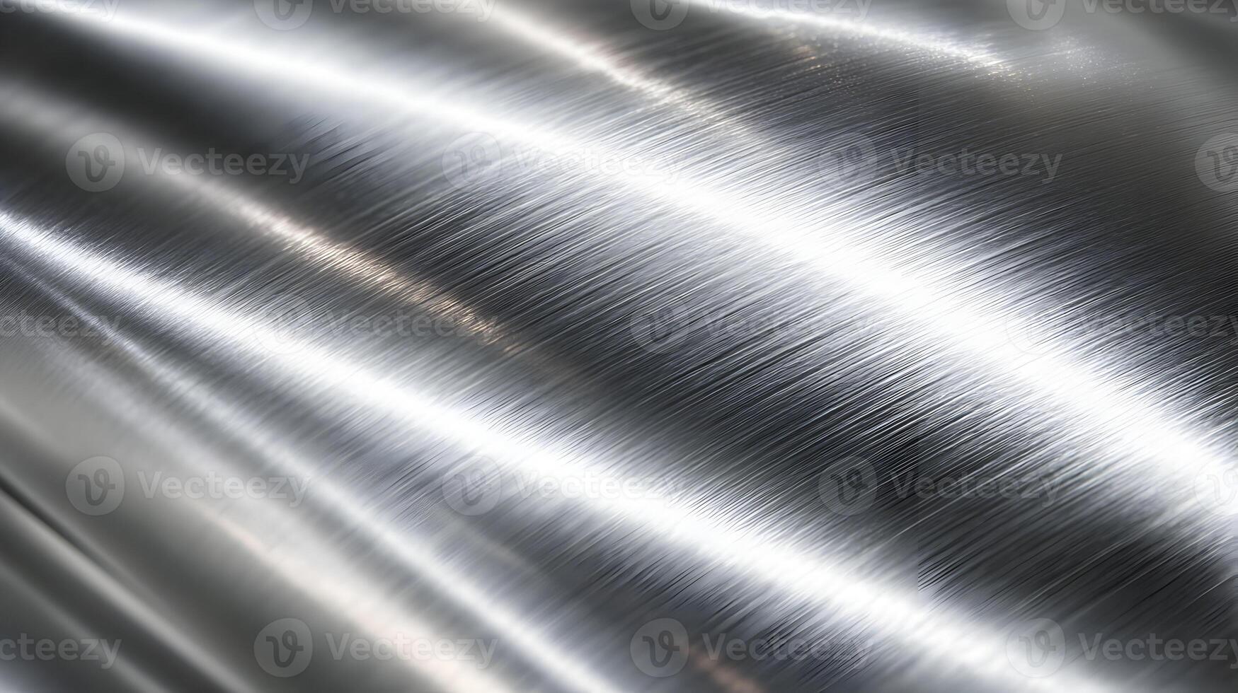 Luminous metal surface exhibiting light reflecting off a wavy texture with brushed patterns creating depth photo
