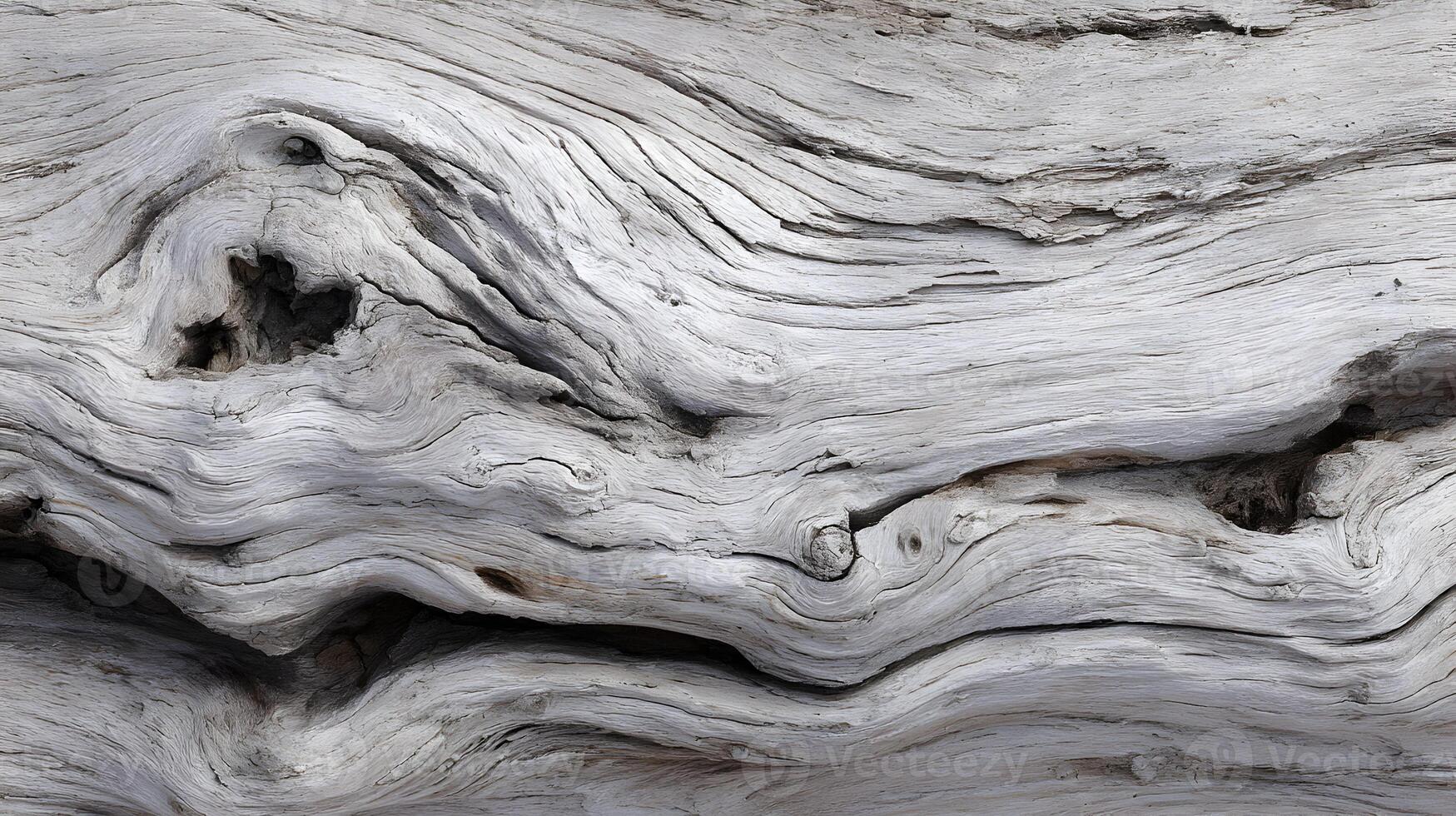 Weathered driftwood texture displaying intricate wood grain patterns in shades of gray and white creating a stunning natural abstract pattern photo