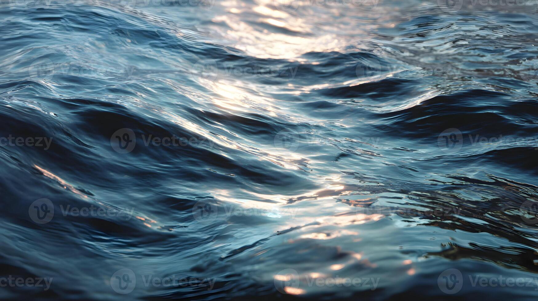 Gentle waves reflecting sunlight create a calming and peaceful scene of the vast open ocean waterscape photo