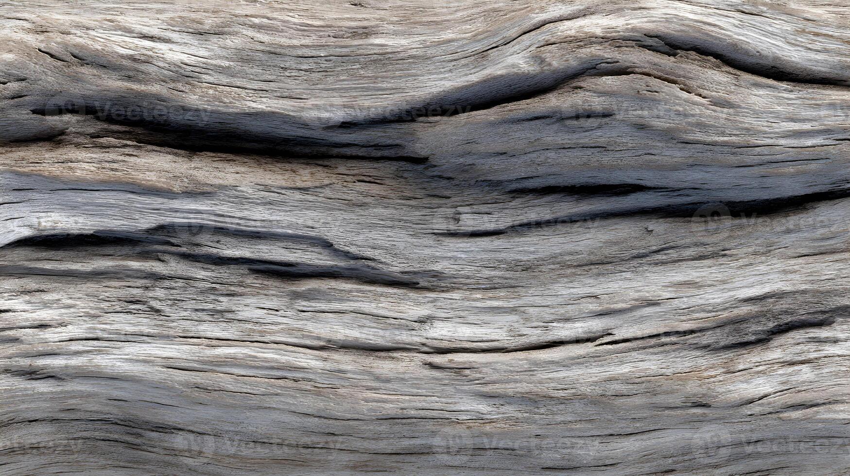 Detailed texture of old weathered wood with deep grooves and natural grain patterns creating organic shapes photo
