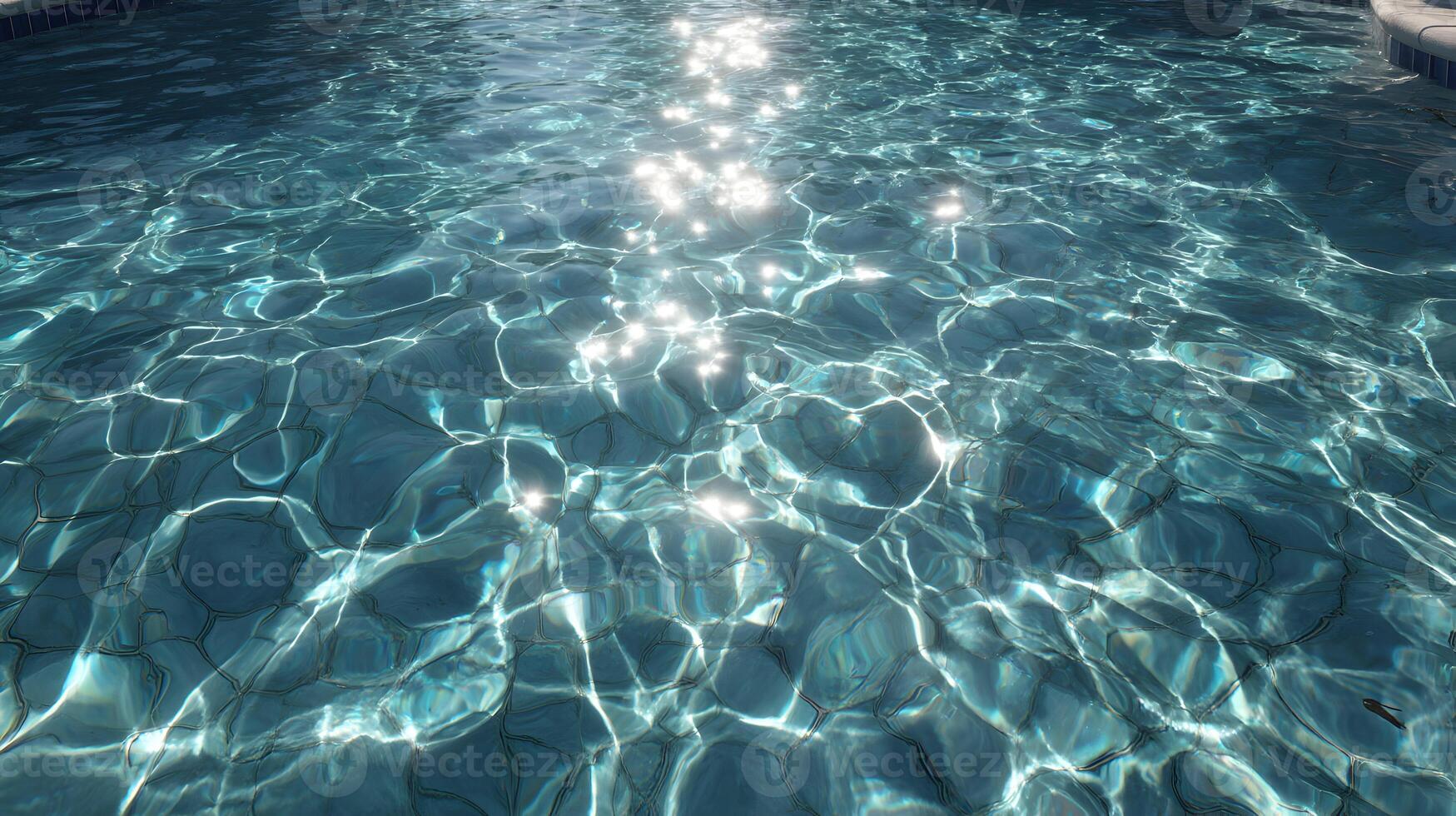 Sunlight dances on the surface of clear blue water creating mesmerizing patterns and reflections, offering a refreshing and calming view photo