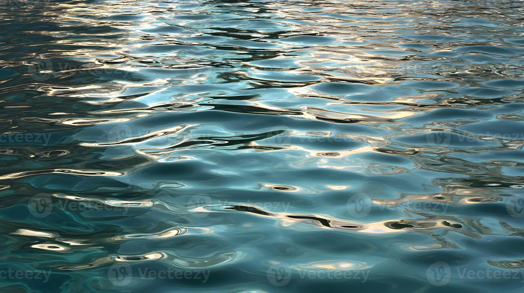 Serene waters shimmer with ethereal light, reflecting the sky above in a symphony of blues and silvers, creating a peaceful scene photo