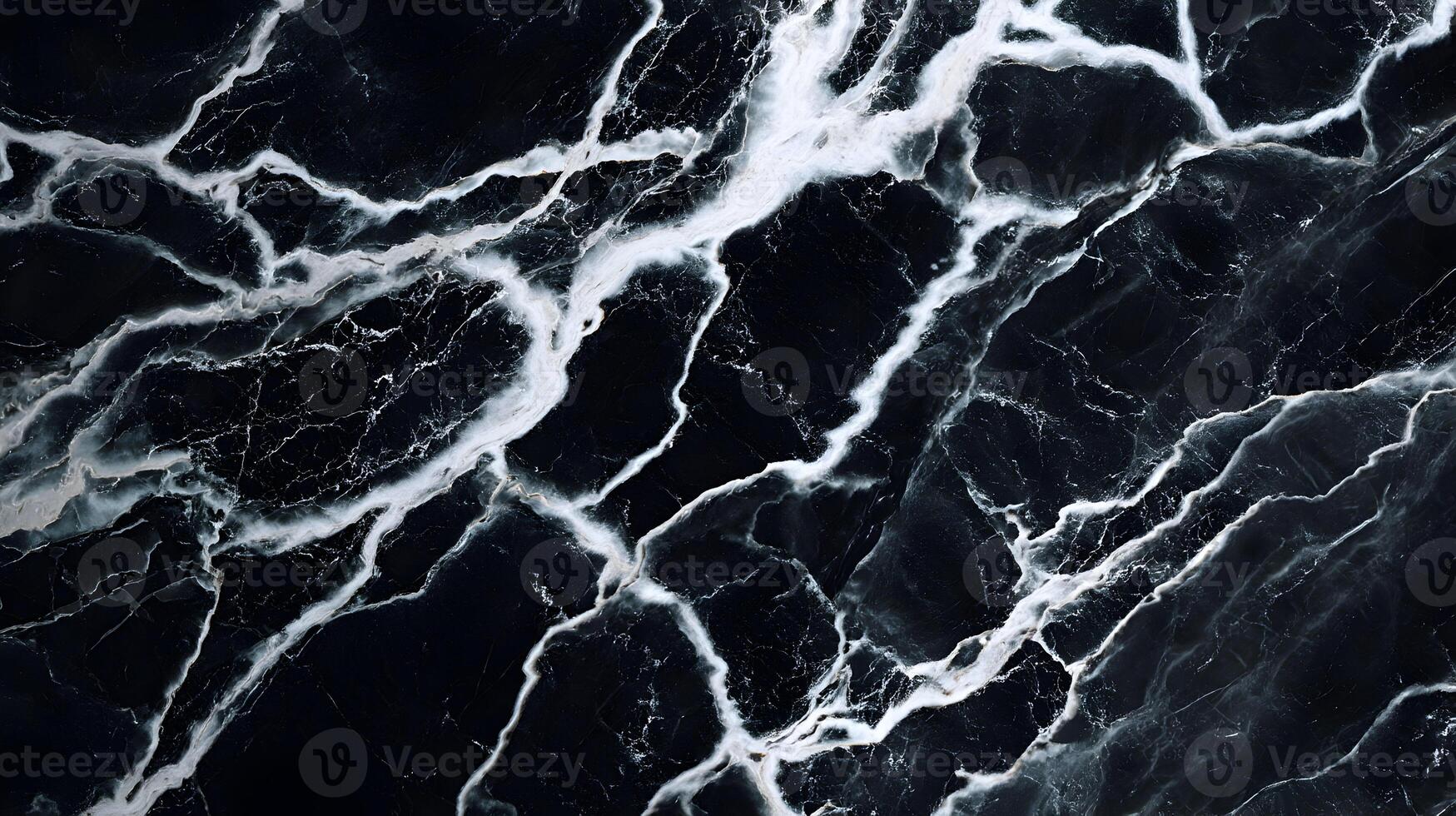 Dramatic black marble texture featuring striking white veins creates a luxurious and abstract stone surface photo