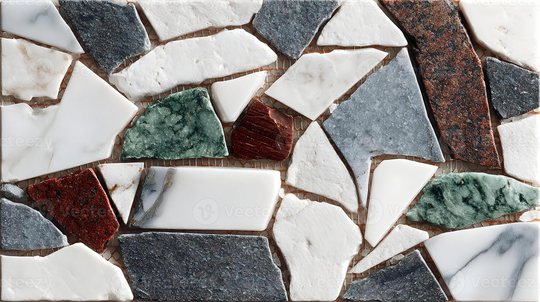 Abstract design showcasing different marble and granite pieces, creating an artful stone mosaic arrangement for backgrounds photo