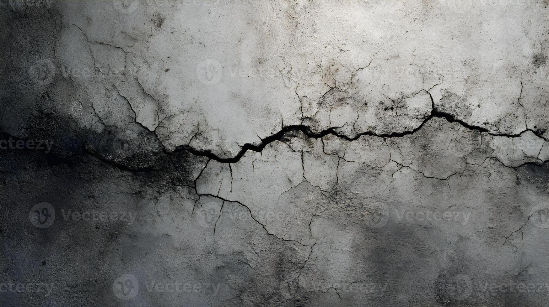 Texture of an old concrete wall showing a large crack and weathering giving it a textured look photo