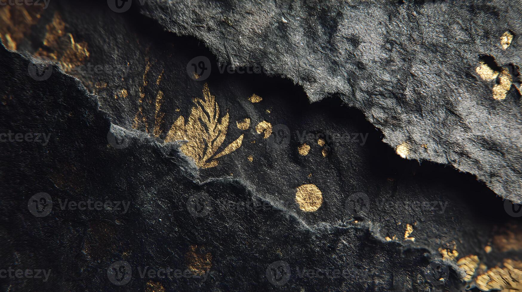 Black and gold luxury texture revealing abstract designs and natural leaf prints for elegant backgrounds photo