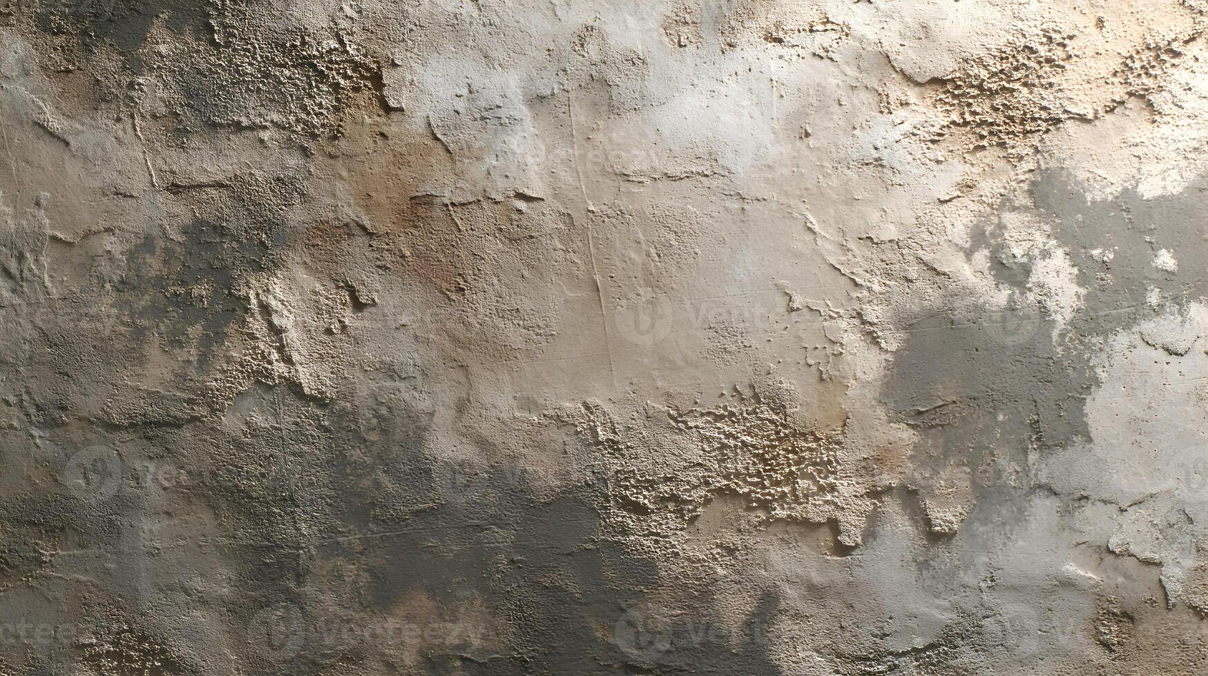 Eroded wall surface with textured plaster showing mottled patterns and raw unfinished aesthetic appeal photo