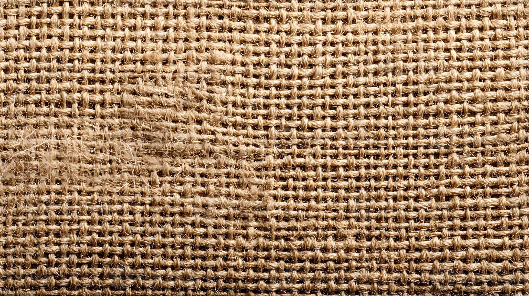 A close view of a natural burlap fabric texture revealing its intricate weave and coarse fibers background photo