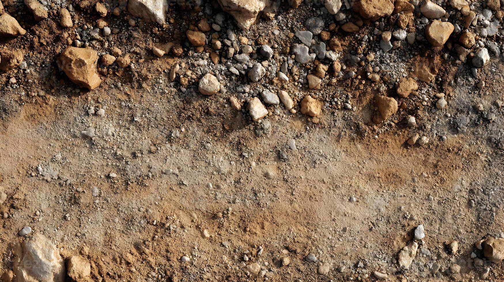 Earthy Texture of Soil and Gravel Surface Showing Different Layers and Gradations in Tones photo