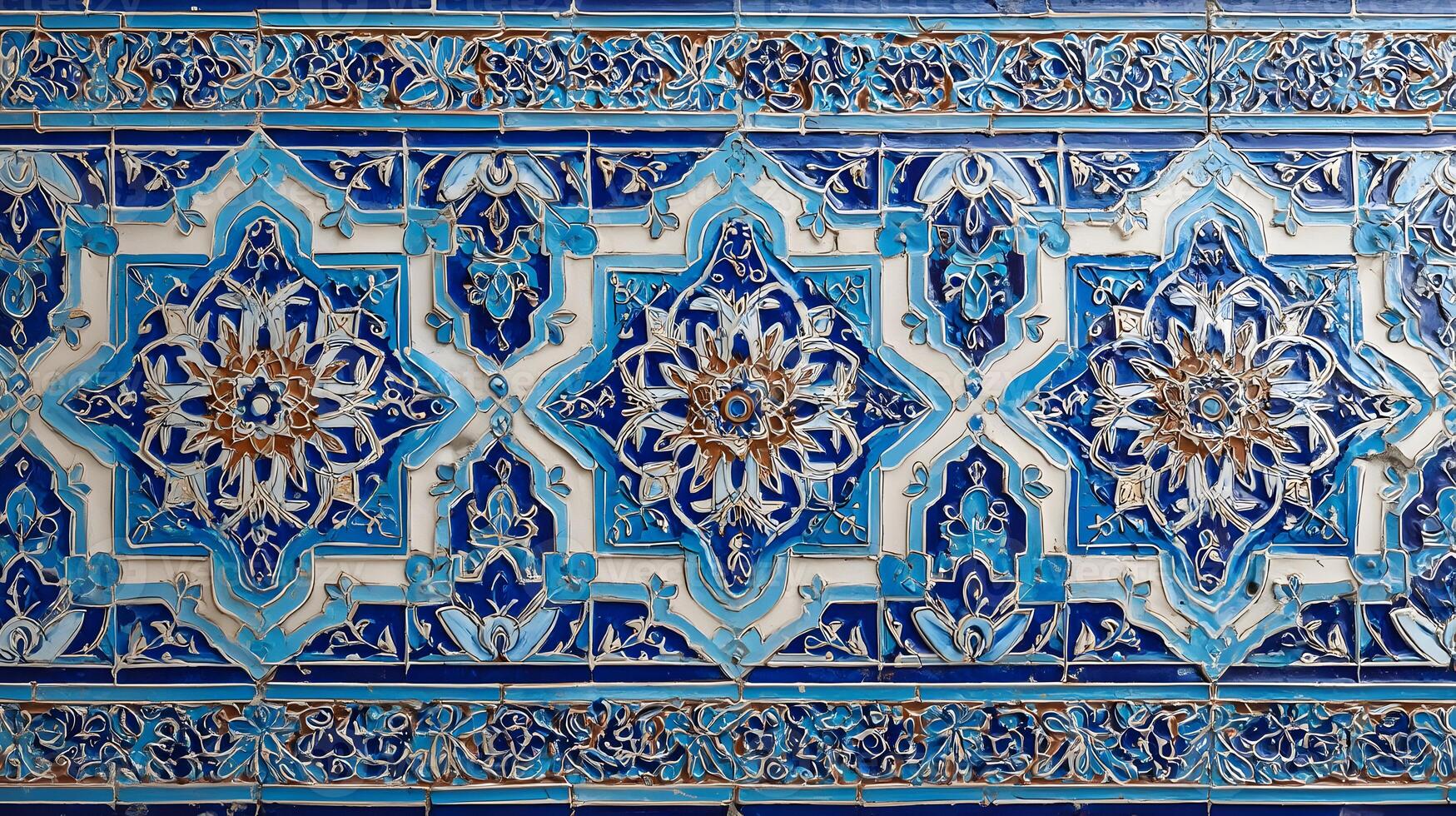 Exquisite floral design on vintage ceramic tiles exhibiting an intricate pattern with a historical aesthetic photo