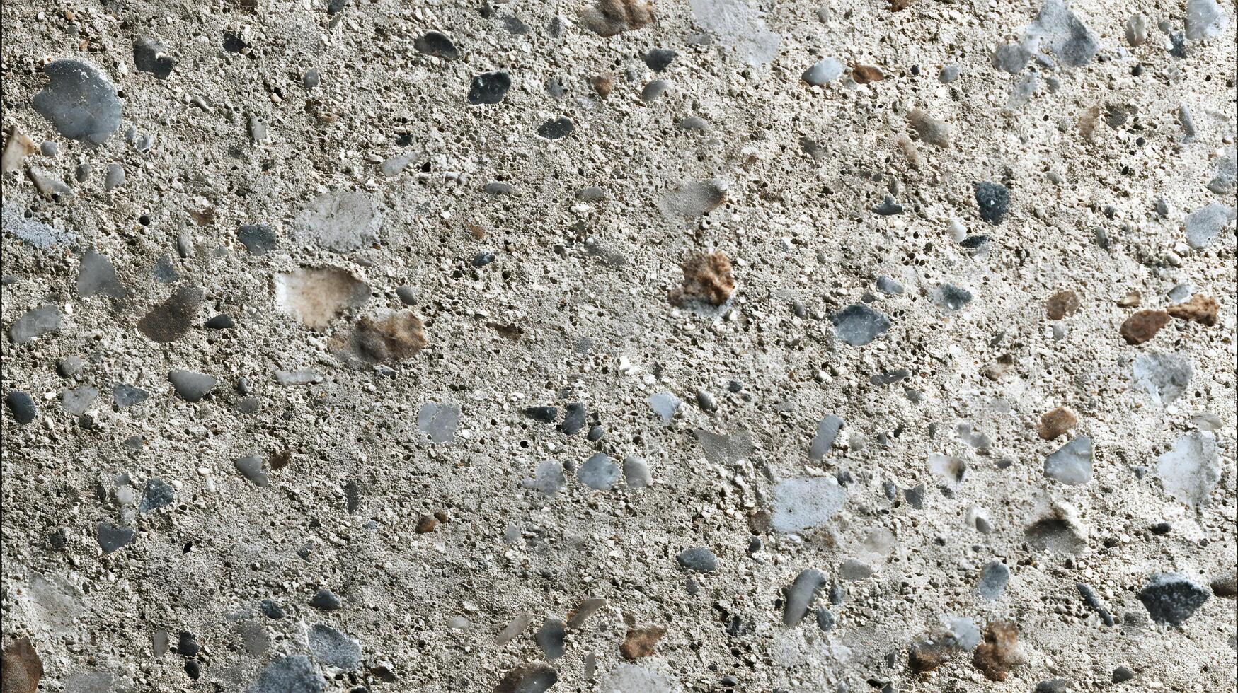Close up view of concrete surface with pebble stones embedded gives a speckled pattern and texture photo