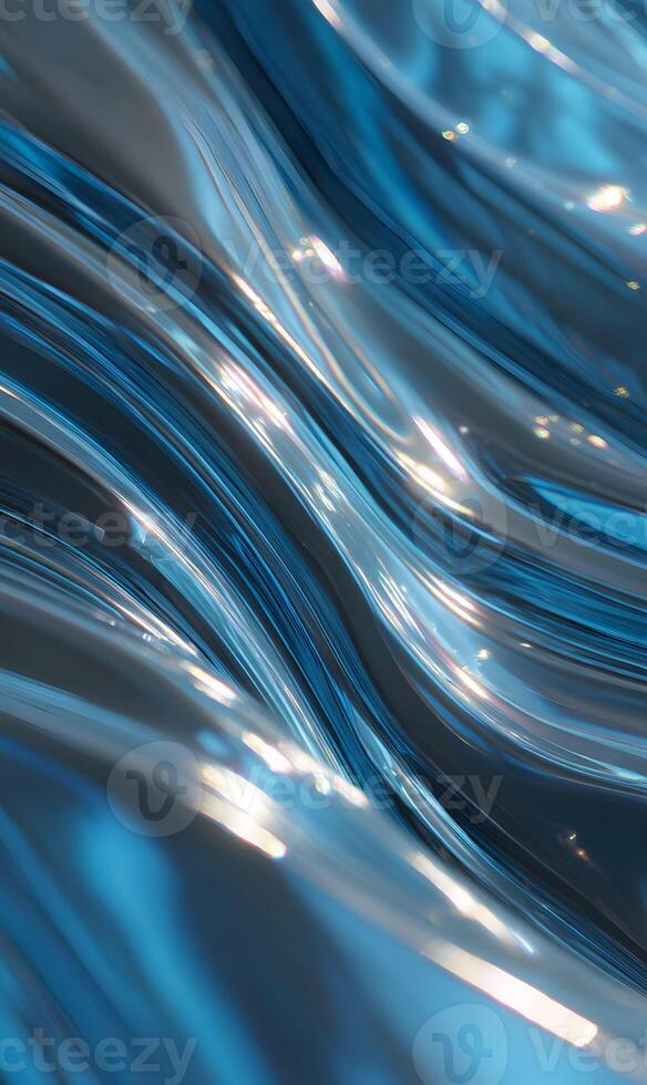 Iridescent liquid metal waves flow seamlessly creating a mesmerizing futuristic abstract background texture reflecting light photo