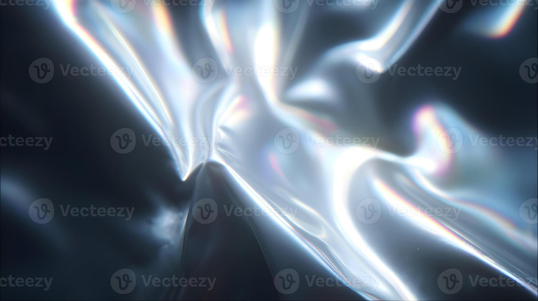 Abstract holographic iridescent foil background, shiny metallic surface, light and shadow play photo