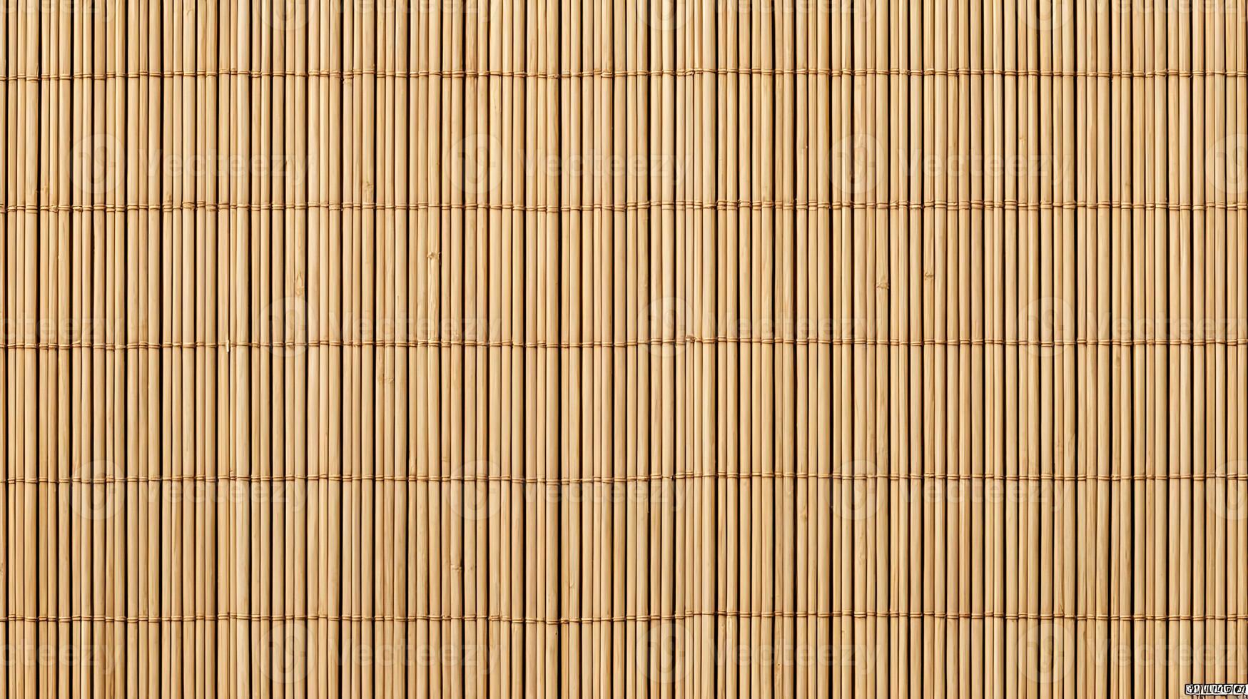 Detailed close up of woven bamboo matting forming a textured background creating a warm inviting scene photo