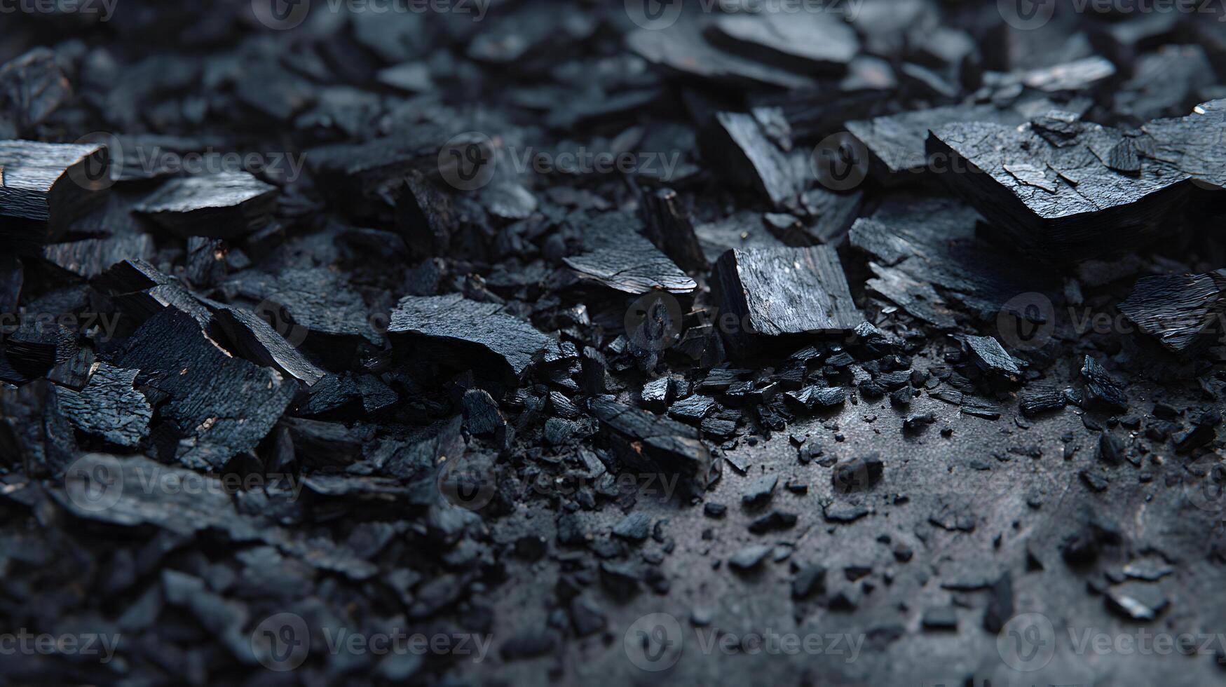 Detailed close up of charred wood fragments forming a dense textured abstract background creating a unique pattern photo