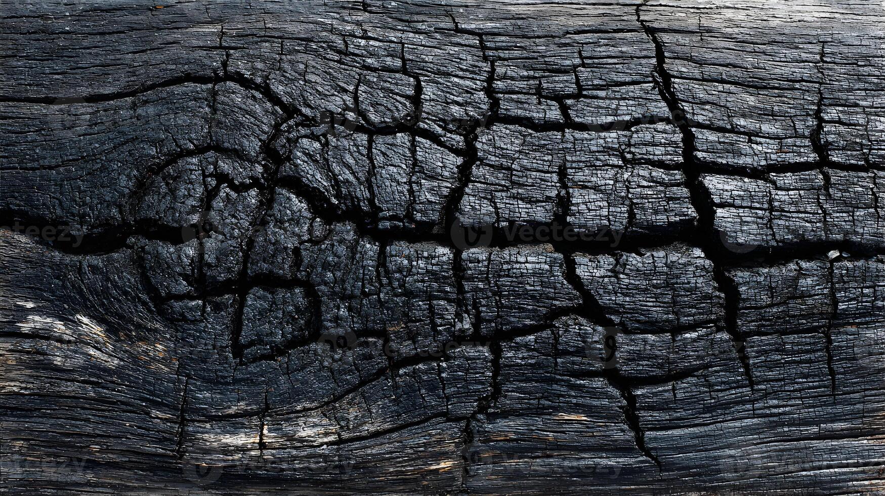 A captivating close up view showcasing the intricate texture and patterns of charred wood surface photo