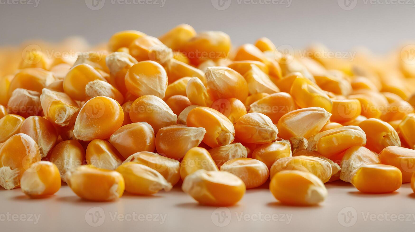 Abundance of golden yellow corn kernels piled high waiting to be popped or ground into flour photo