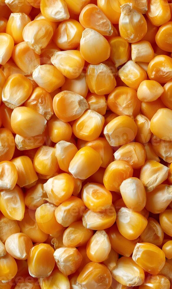 Golden kernels of corn create a rich and textured background representing harvest season and natural abundance, perfect for culinary creations photo