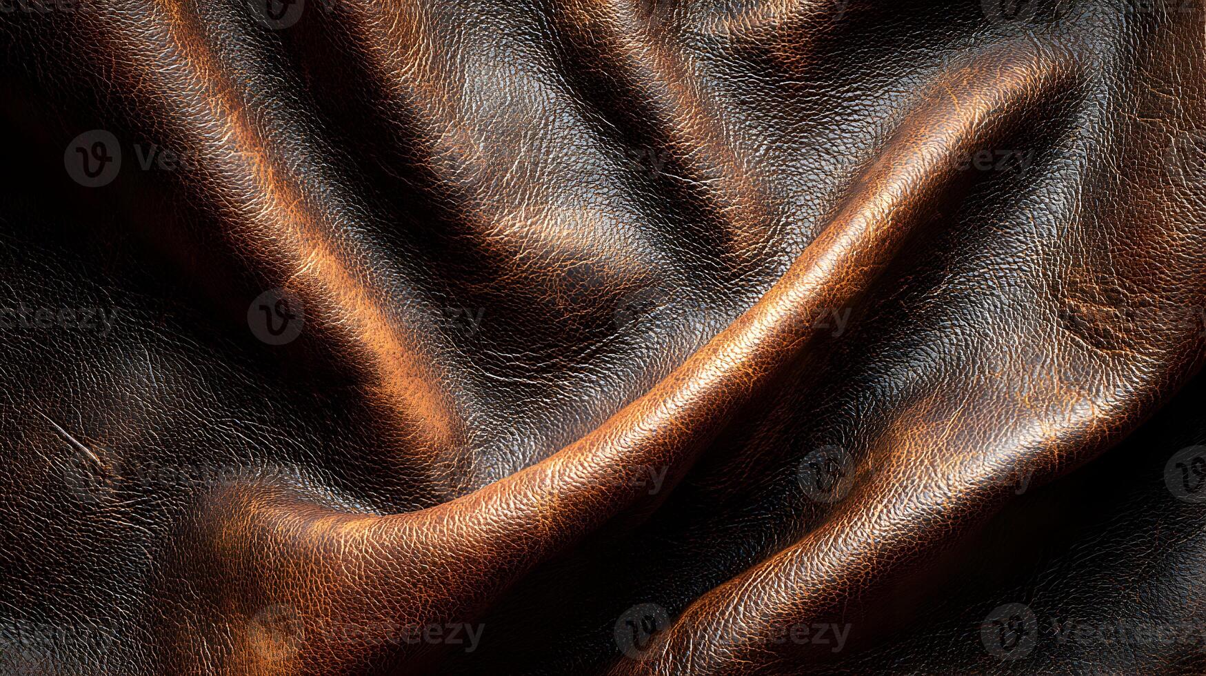 Rich Texture of Distressed Brown Leather with Natural Creases and Luxurious Detailing Display photo