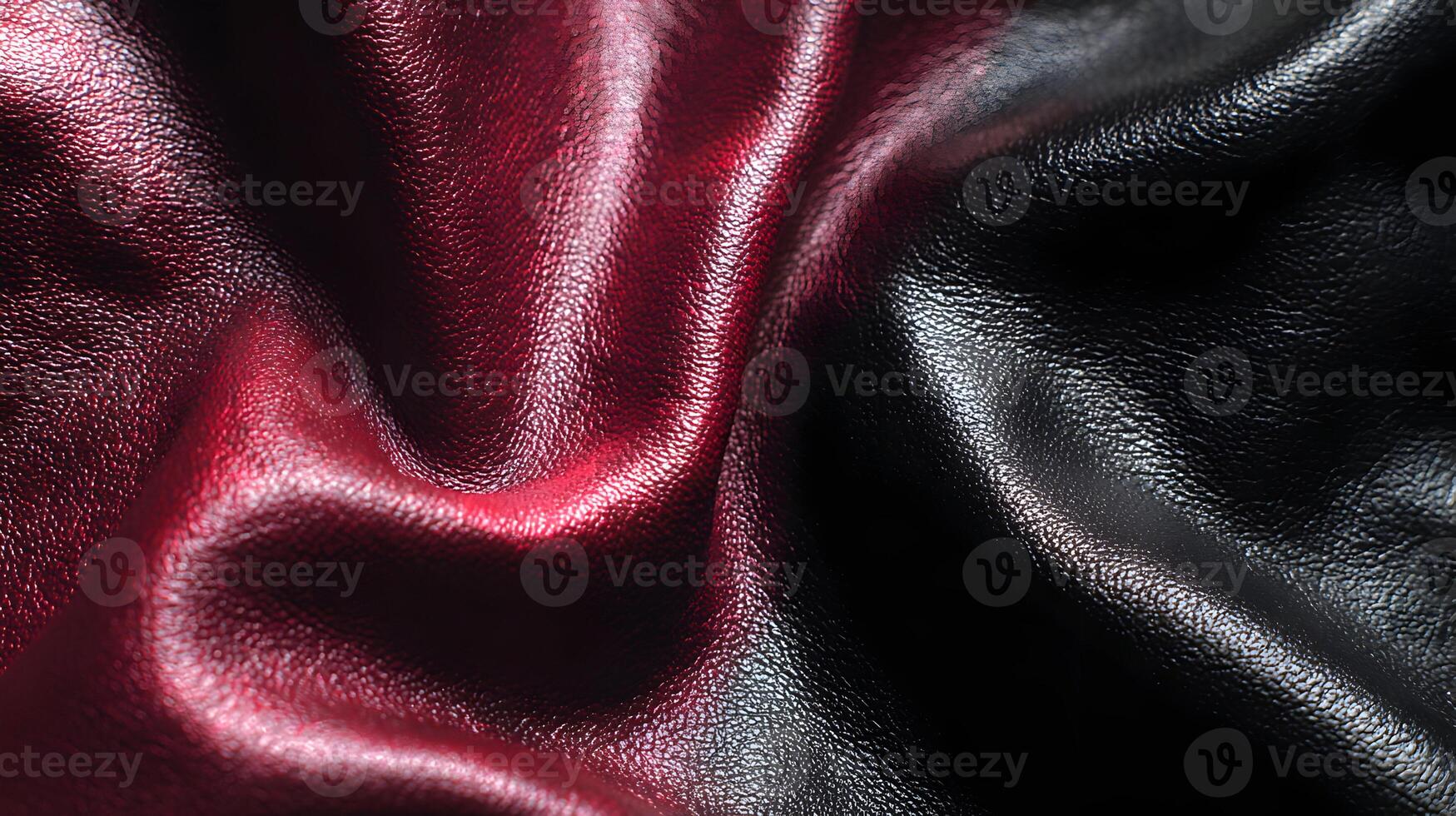 Sophisticated interplay of deep red and black leather creating a luxurious and refined texture photo