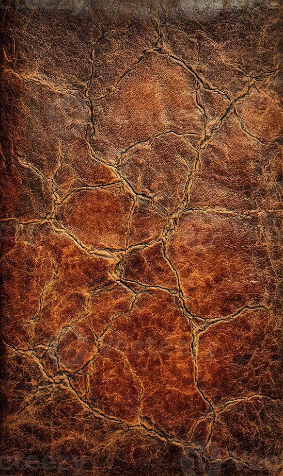 Intricate patterns and textures of aged leather creating a visually stunning and tactile background showcasing rich hues and timeless appeal photo