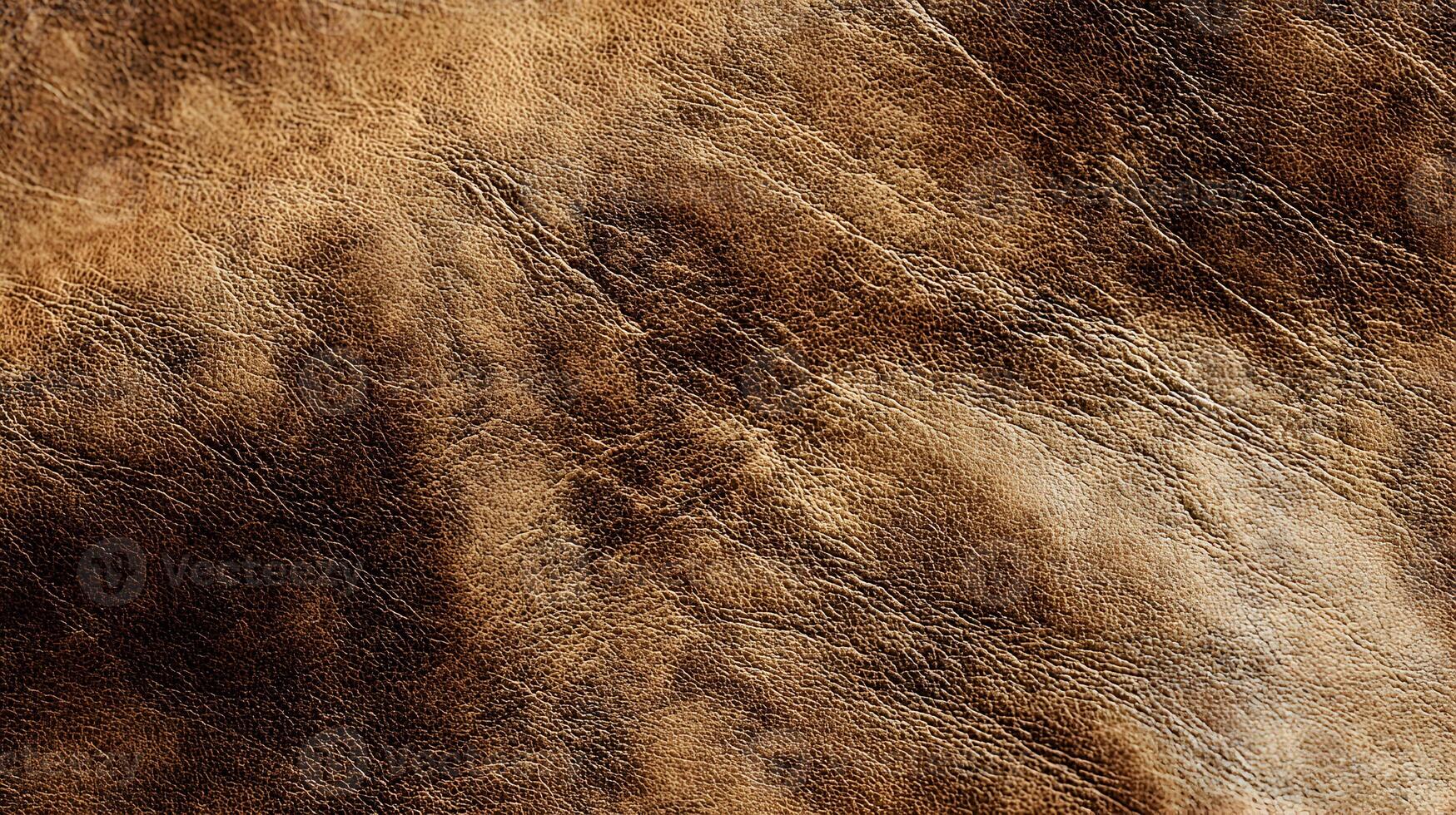 Intricate details of a brown leather texture reveal subtle variations in tone and surface patterns photo