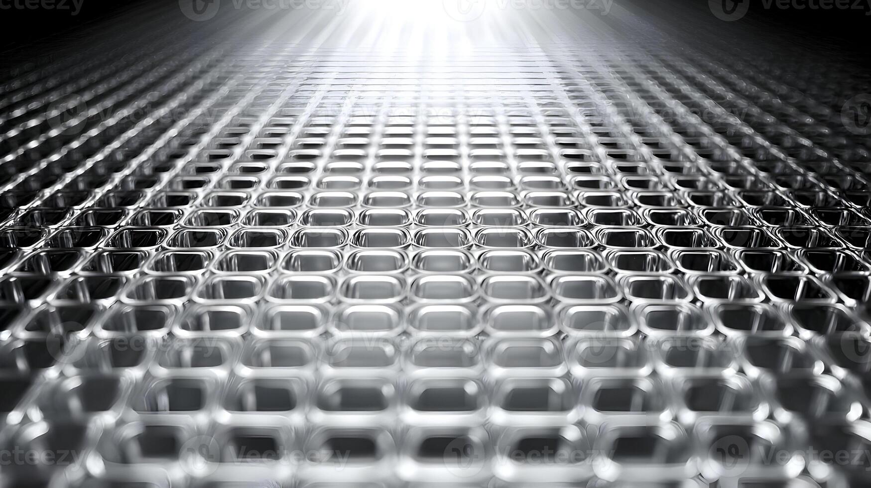 Metallic grid perspective disappearing into the distance highlighting complex industrial textures pattern photo