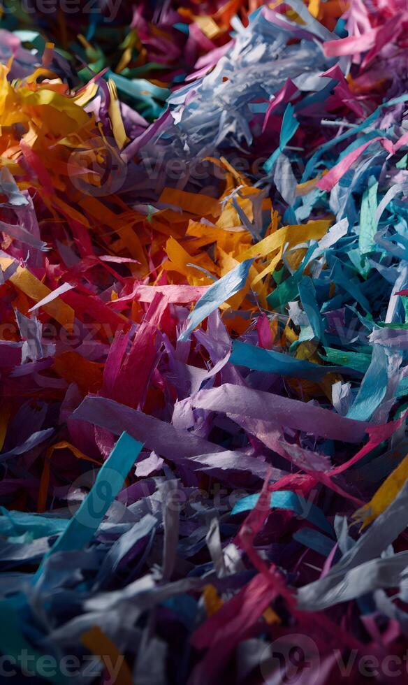 A Vibrant Symphony of Color Abstract Paper Shreds Cascade in a Kaleidoscope of Delightful Visual Harmony photo
