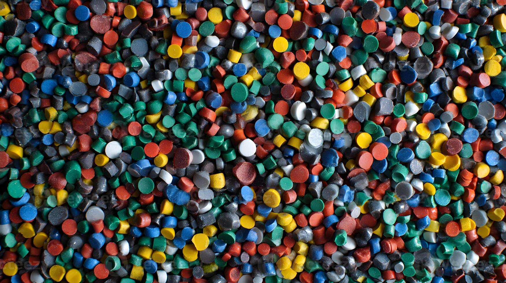 Multicolor plastic pellets create a vibrant mosaic pattern ideal for industrial applications use photo