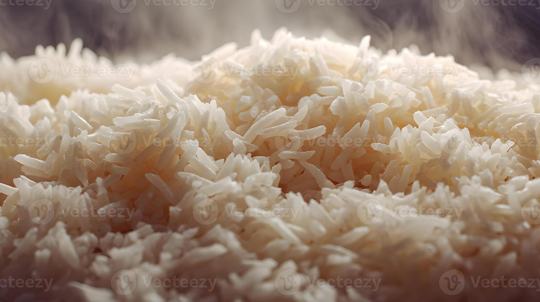 Steaming basmati rice close up displaying fluffy texture perfect for cuisine and culinary arts photo