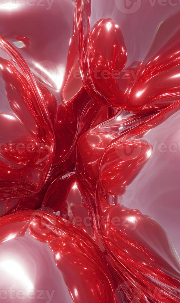 Abstract red waves dance gracefully creating a visual symphony of smooth textures and vibrant forms art photo
