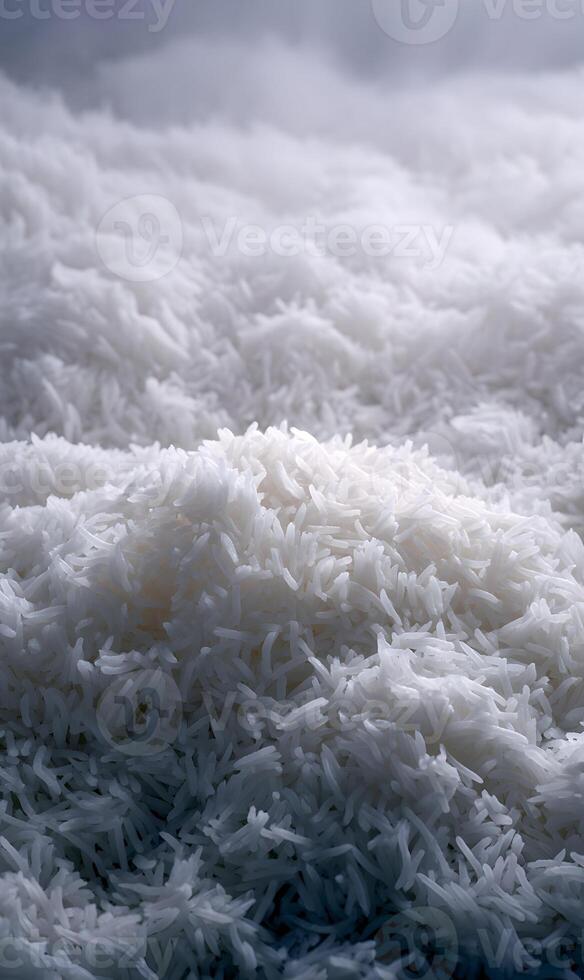 A Visual Symphony of Cooked Rice Capturing the Delicate Texture and Whiteness Against a Cloudy Backdrop photo
