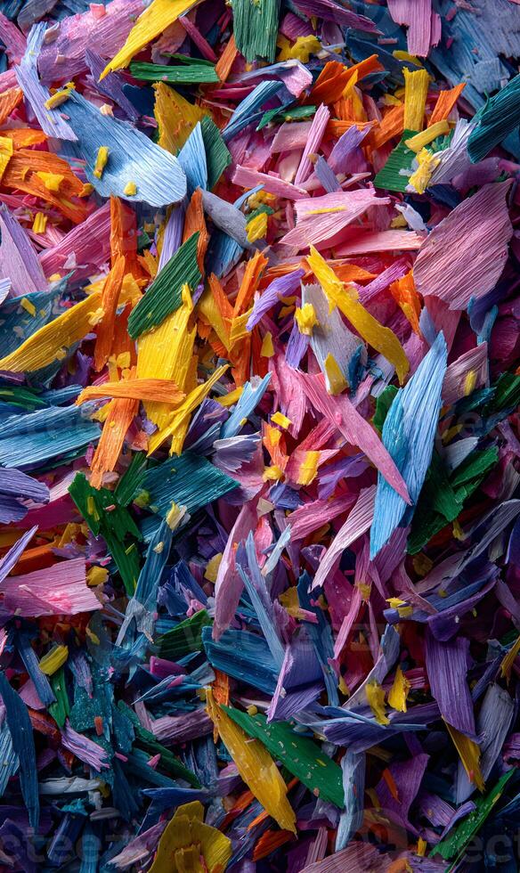 A Vibrant Kaleidoscope of Wood Shavings Displaying a Stunning Array of Colors and Textures for Art Projects photo