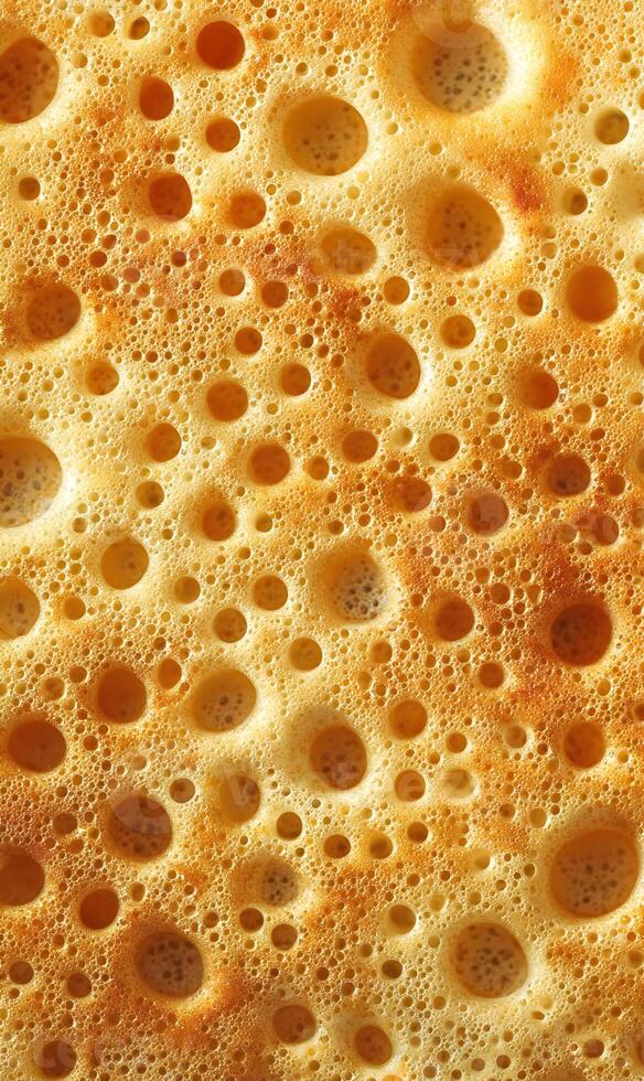 Close up of sponge texture with large and small holes creating a patterned design detailed photo