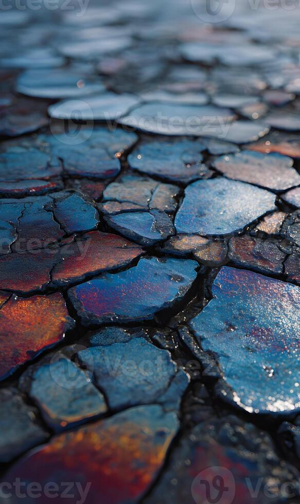 Abstract stone texture with shimmering colors and intriguing patterns showcasing the artistry of natural stone elements on display photo