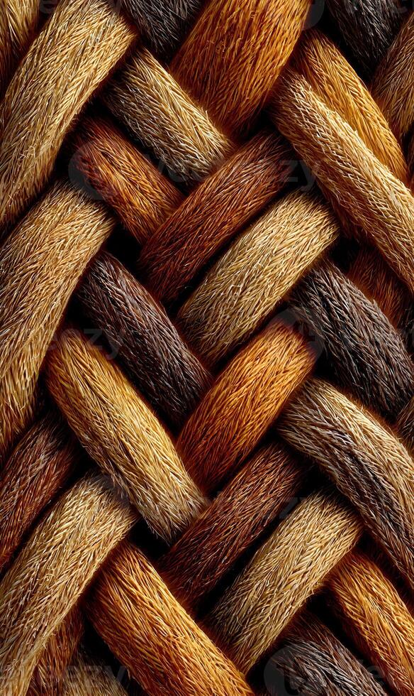 Abstract brown texture showcases woven pattern with earthy tones creating a harmonious visual experience enhancing backgrounds photo