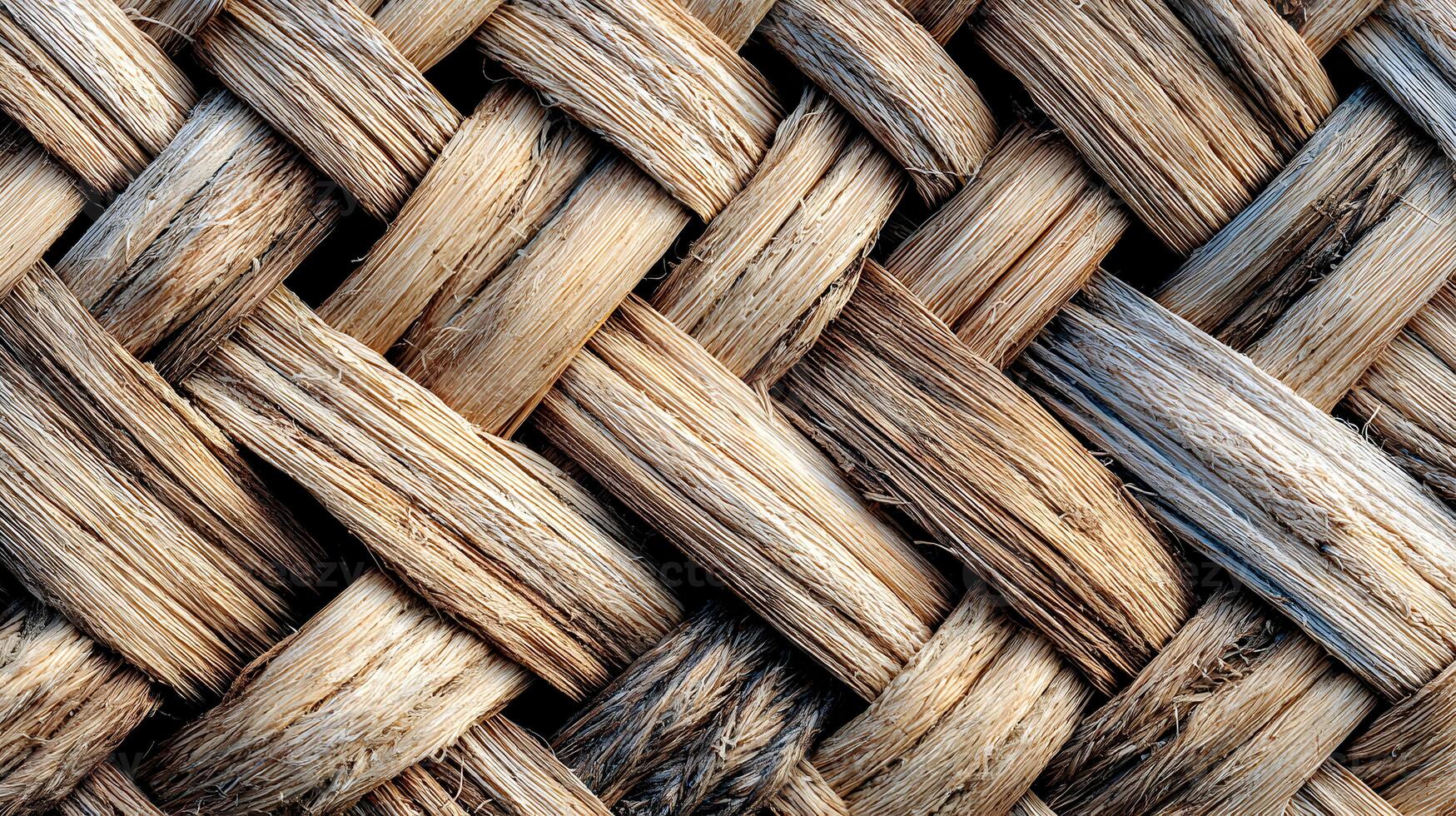 Closeup of a textured woven pattern showcasing intricate interlacing and natural fiber craftsmanship artistry photo